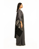Handwovem Grey Black Engineered Cotton Saree