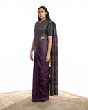 Handwoven Purple Grey Chevron Engineered Saree