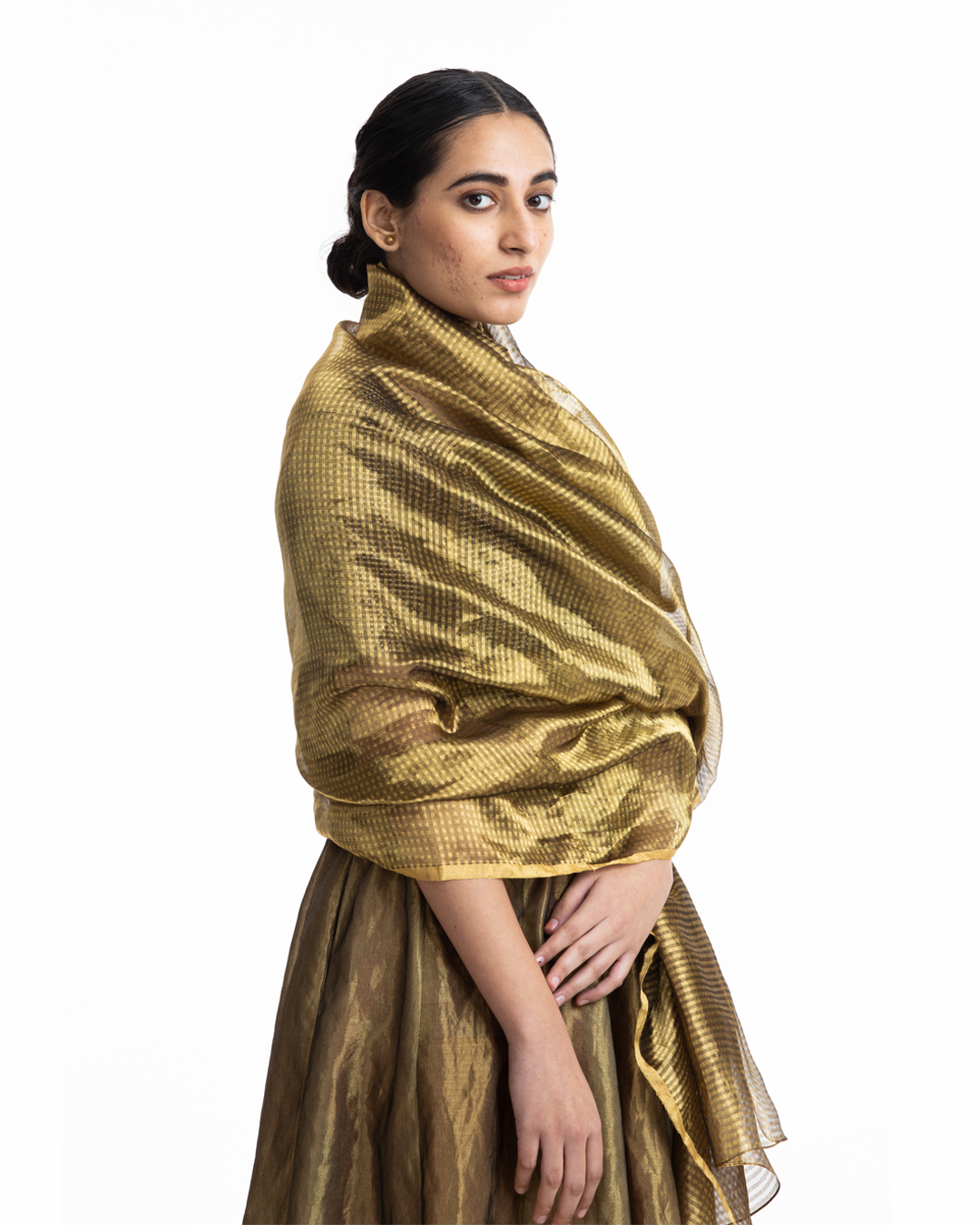 Handwoven Liquid Motlen Gold Textured Dupatta