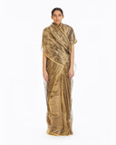 Handwoven Silver on Gold Textured Metallic Saree