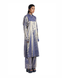 Handwoven Molten Metallic Ultramarine Silver Blue Tunic