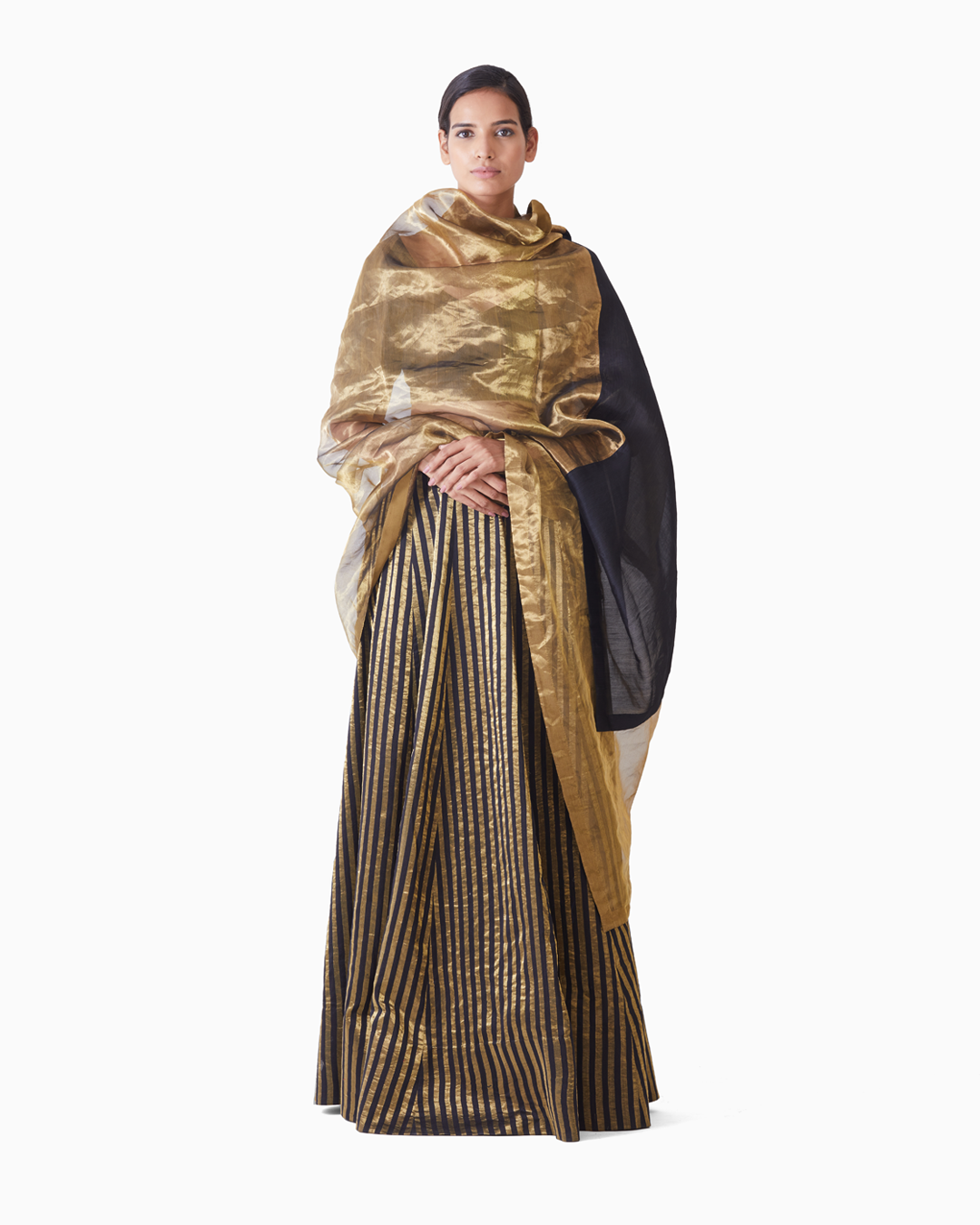 Handwoven Gold Black Metallic Dupatta