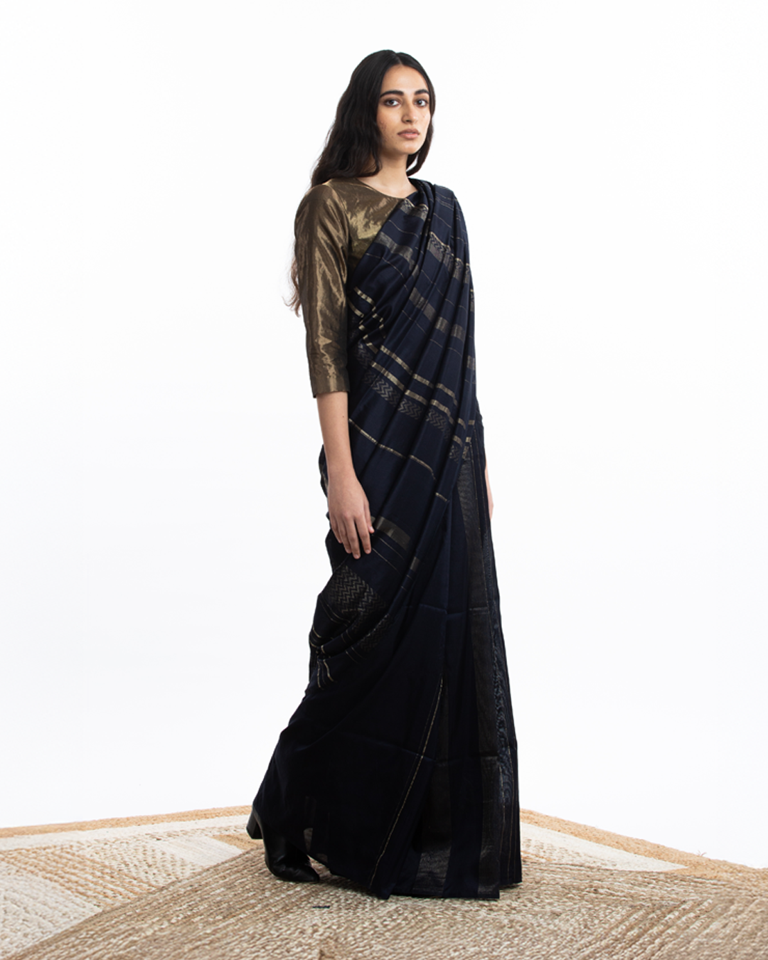 Handwoven Blue Engineered Silk Saree
