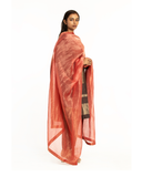 Handwoven Pink Striped Silk Zari Dupatta
