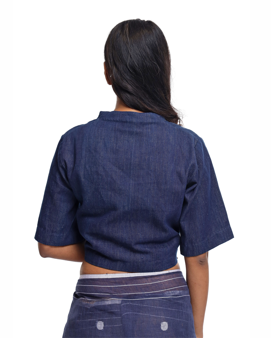 Cotton Denim Indigo Blouse