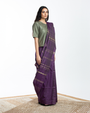 Handwoven Purple Engineered Silk Saree