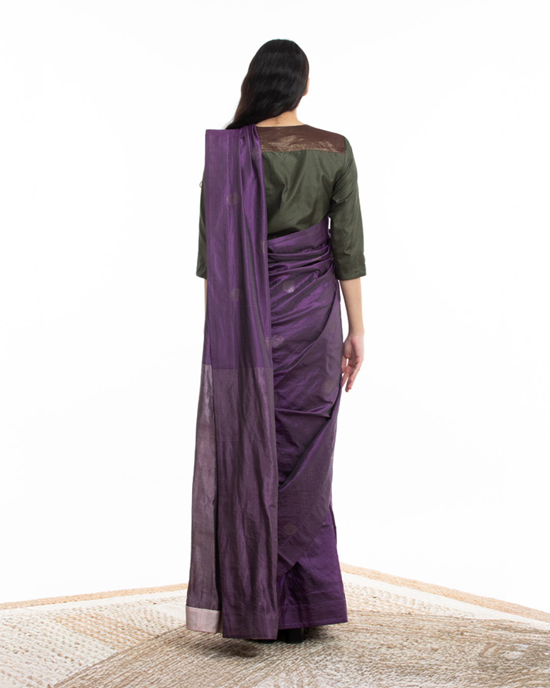 Handwoven Purple Circle Silk Saree