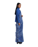 Handwoven Blue Gold Striped Silk Zari Saree