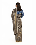 Handwoven Black Silver Metallic Chevron Saree