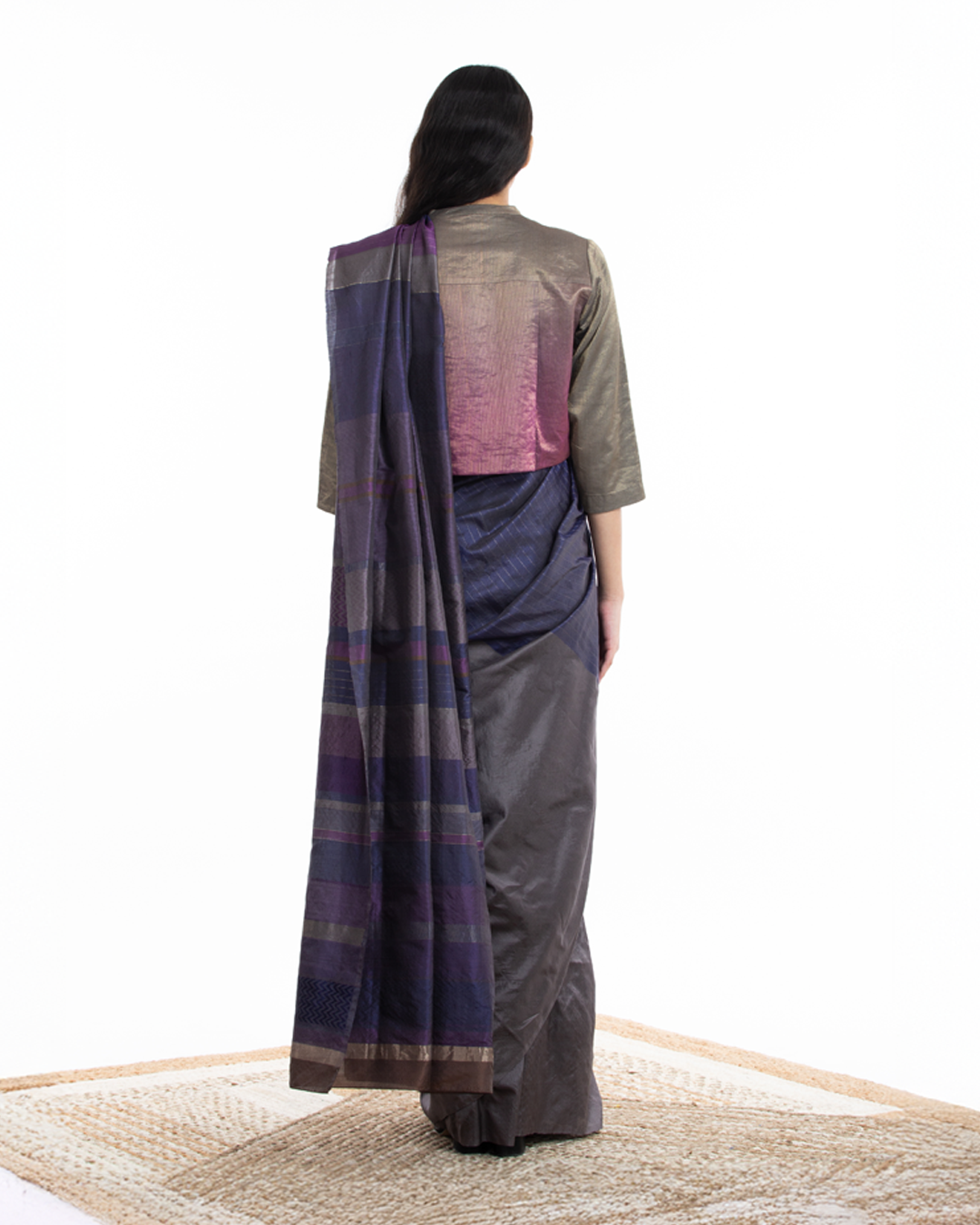 Handwoven Multicolor Engineered Silk Saree