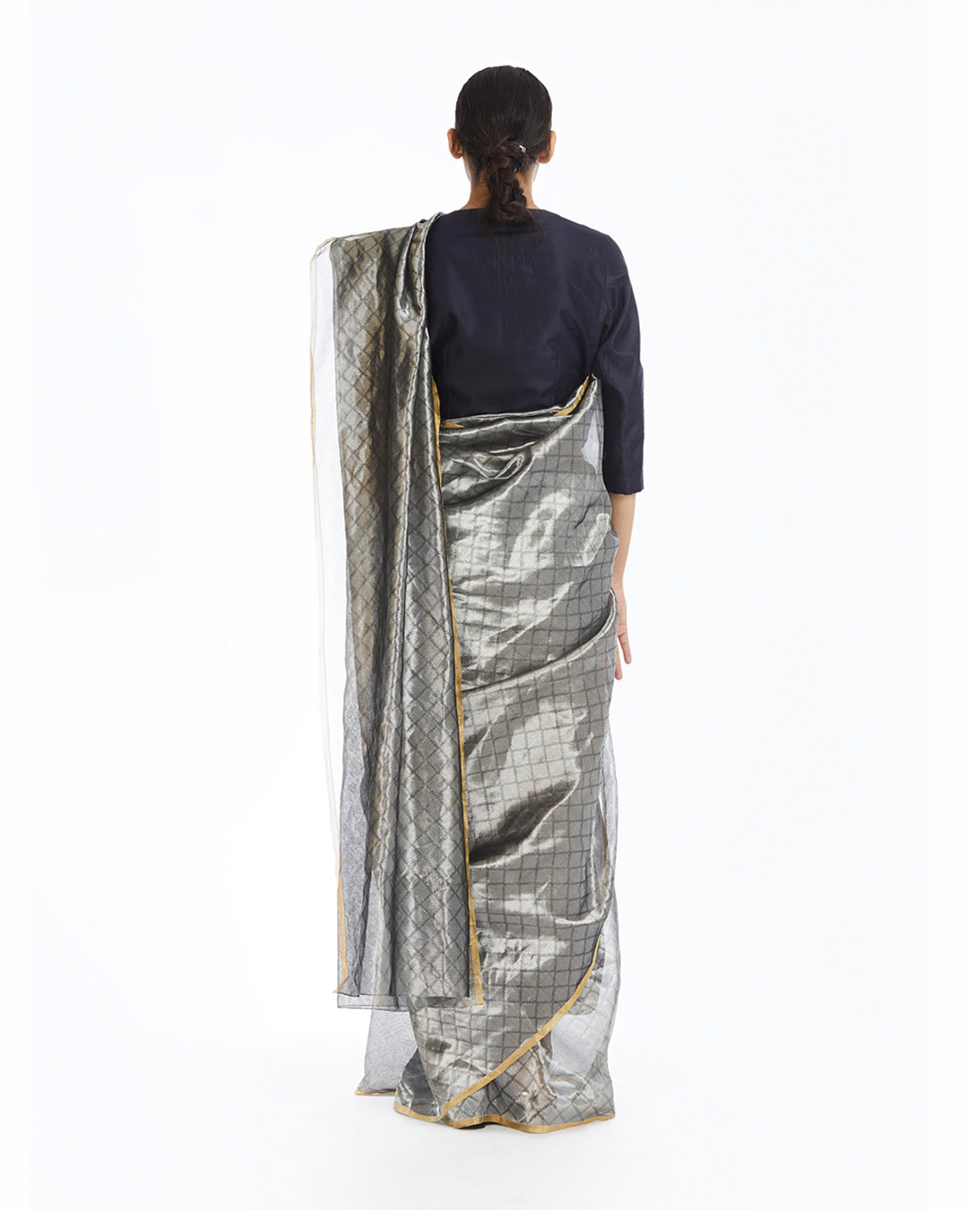 Handwoven Silver Longline Metallic Saree