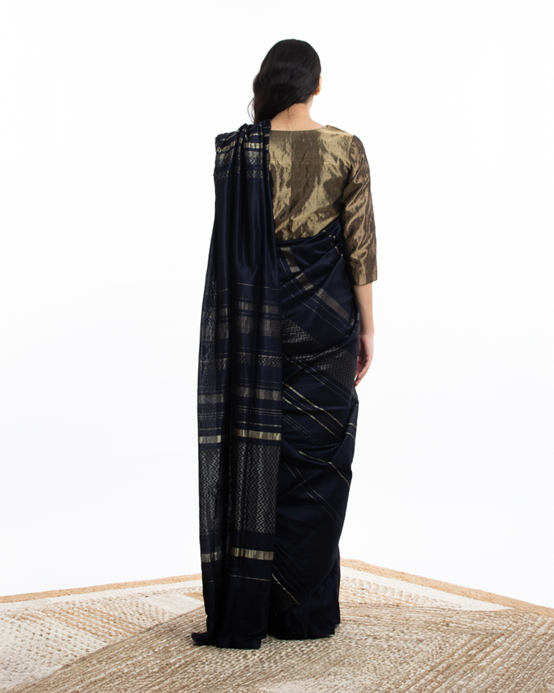 Handwoven Blue Engineered Silk Saree