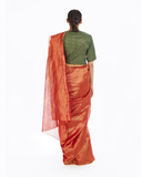 Handwoven Red Chevron Saree
