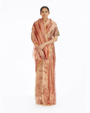 Handwoven Liquid Molten Pink Textured Metallic Saree