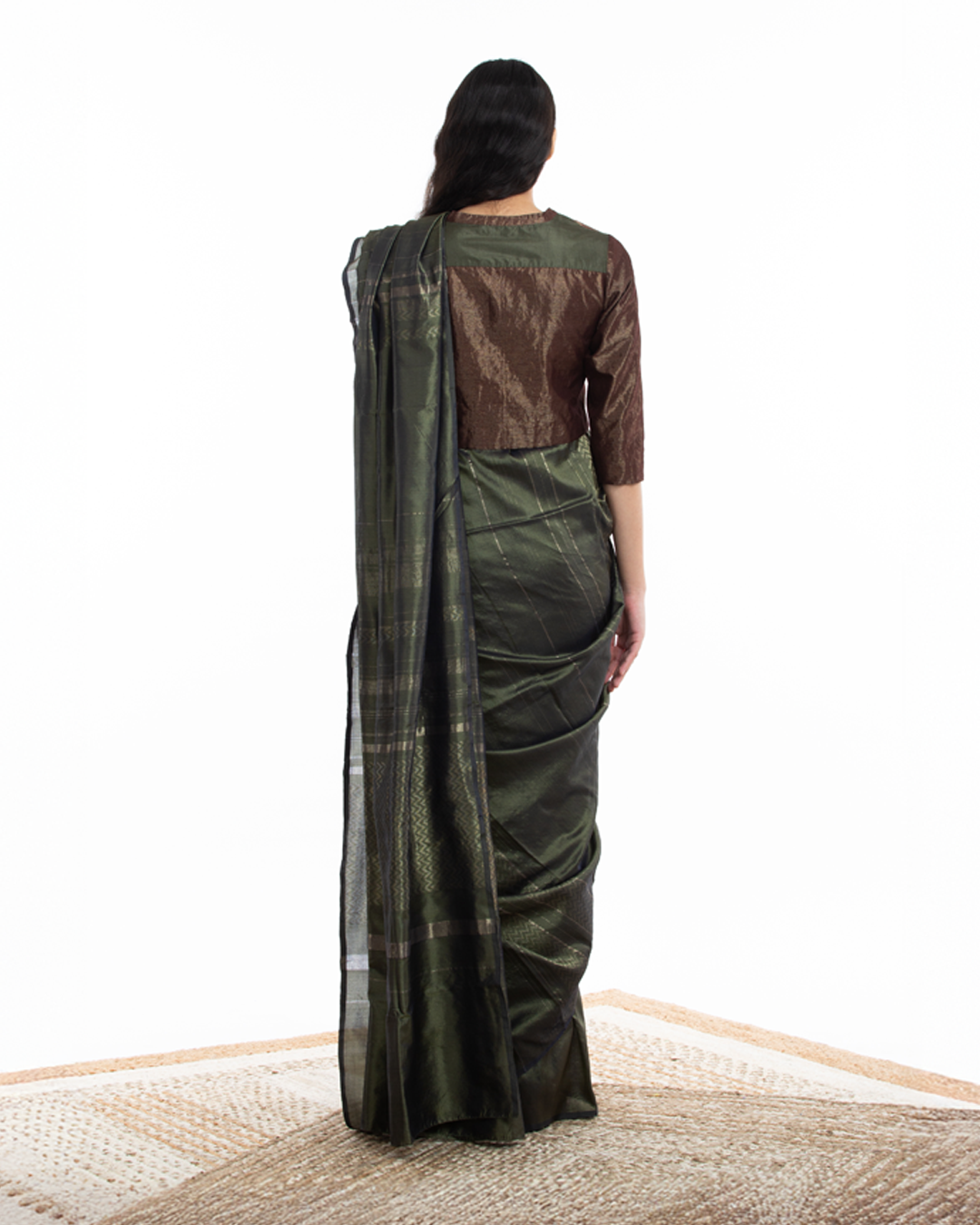 Handwoven Olive Engineered Saree
