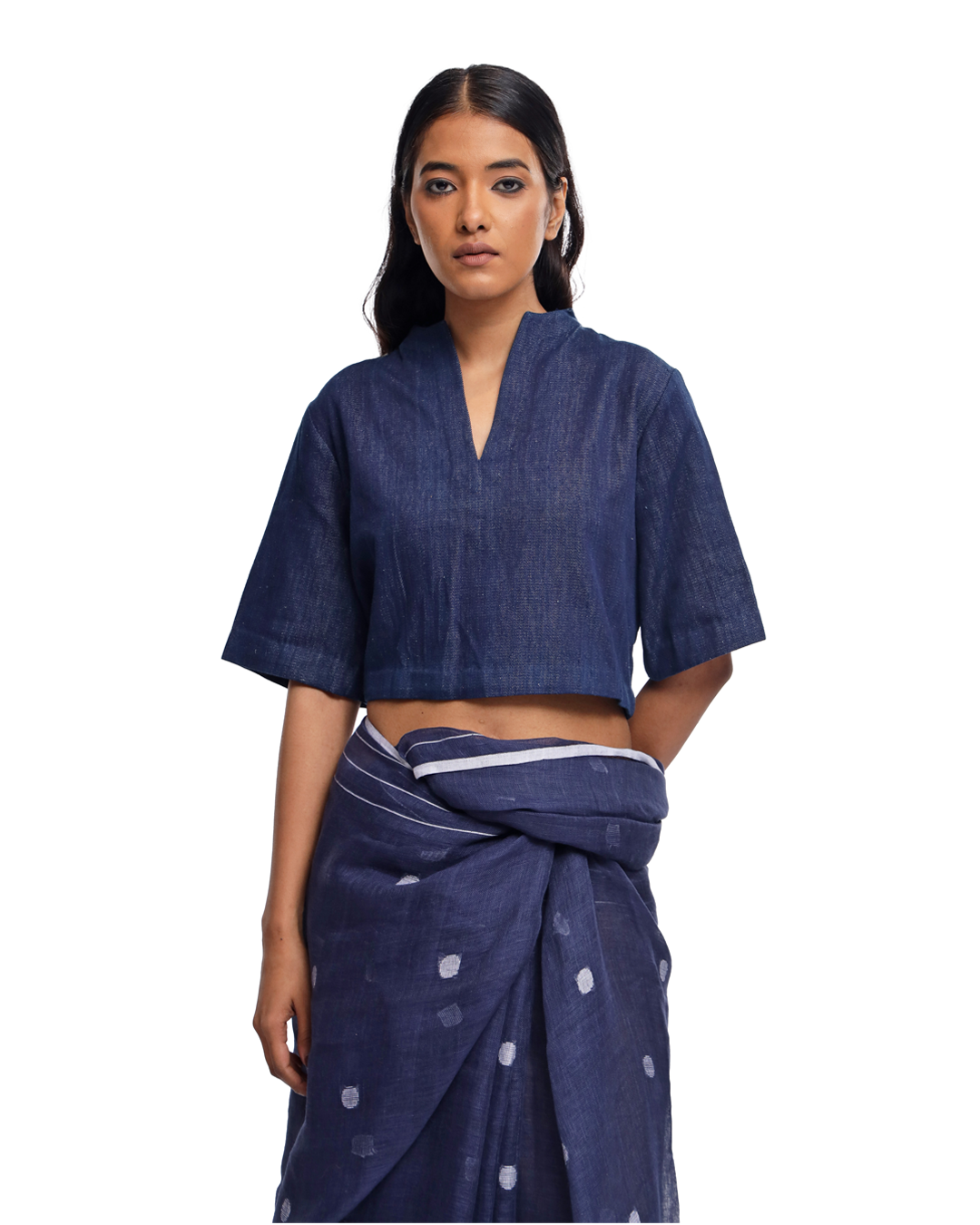 Cotton Denim Indigo Blouse