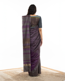 Handwoven Purple Grey Chevron Engineered Saree