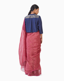 Handwoven Pink Gold Striped Metallic Saree