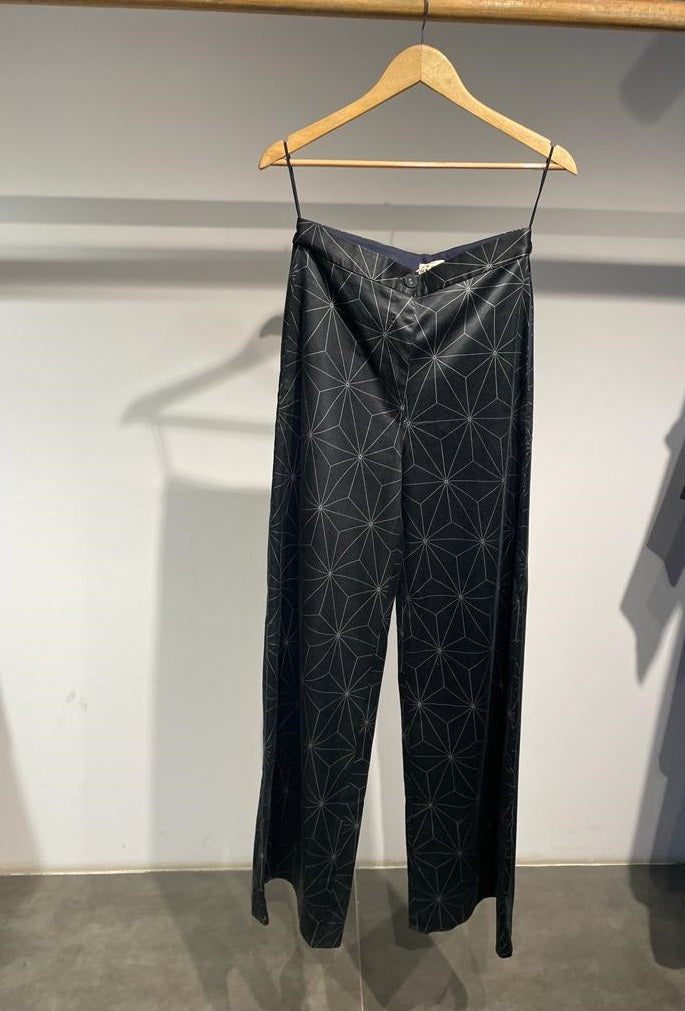 Satin Silk Sashiko Space Print Pants
