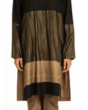 Handwoven black brown engineered tunic