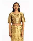 Handwoven Liquid Molten Gold Rectangle Textured Saree