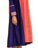 Handwoven Blue Pink Front Back Gathered Dress