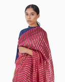 Handwoven Pink Gold Striped Metallic Saree