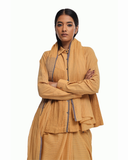 Handwoven Ochre Cotton Kinji Palla Striped Saree