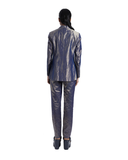 Handwoven Chevron Blue Gold Metallic Coat