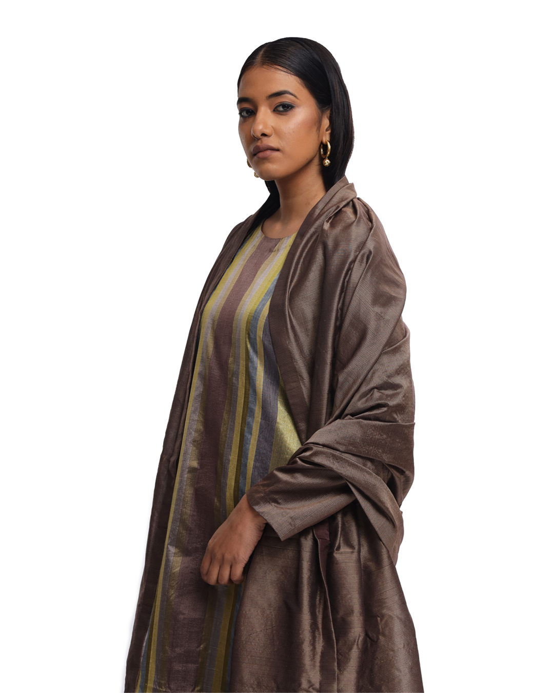 Handwoven engineered striped Silk Sharara Set with Silk Striped Dupatta