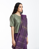 Handwoven Purple Engineered Silk Saree