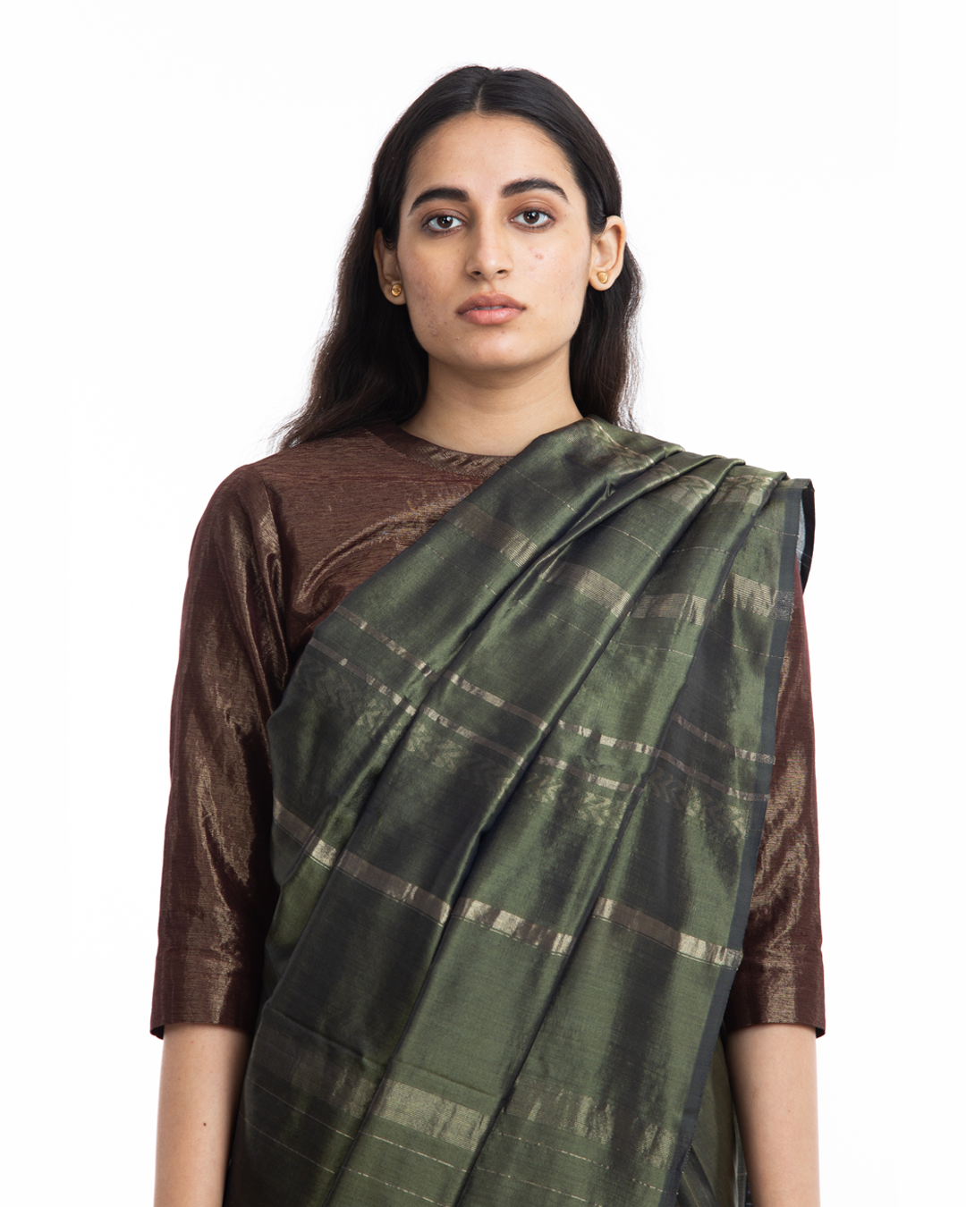 Handwoven Olive Engineered Saree