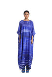 Handwoven Engineered Striped Draped Silk Dress