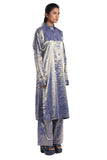 Handwoven Molten Metallic Ultramarine Silver Blue Tunic