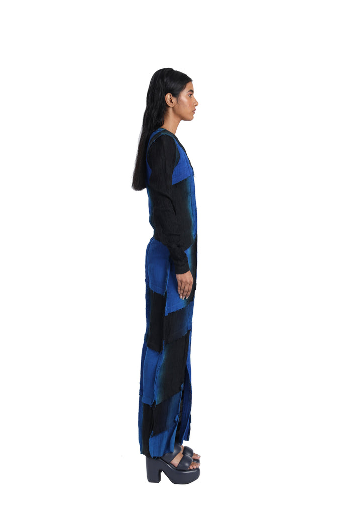 Handwoven Cotton Silk Shaded Panelled Kinji Dress