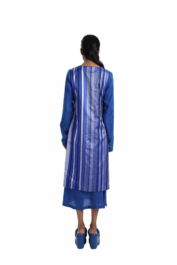Handwoven Engineered Striped Silk Kinji Dress