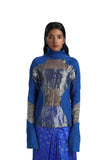 Handwoven Liquid Molten Blue Kinji Panelled Top