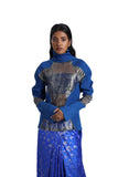 Handwoven Liquid Molten Blue Kinji Panelled Top