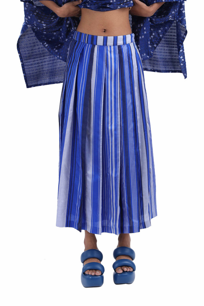 Handwoven Silk Engineered  Striped Skirt