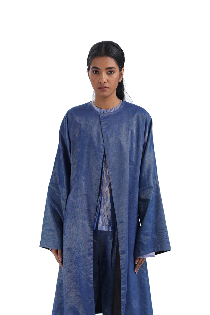 Handwoven Blue Shameem Metallic Jacket