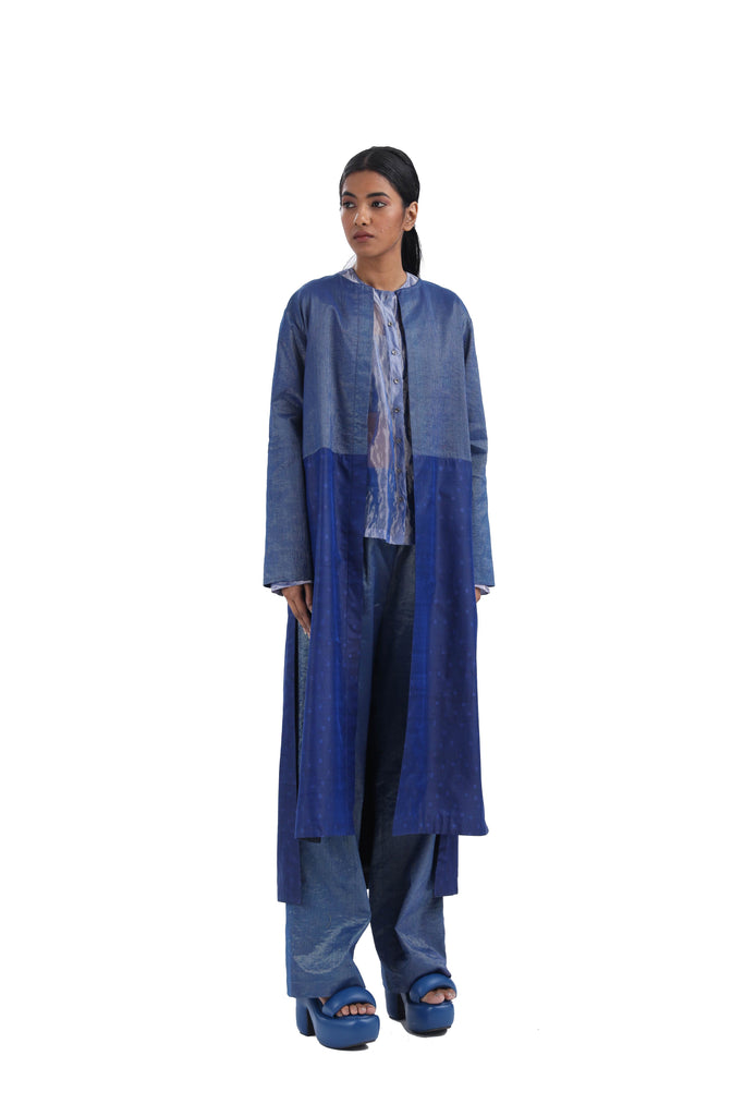 Handwoven Shameem Panelled Silk Overlay