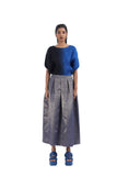 Handwoven Chevron Metallic Pleated Skirt