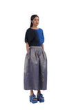 Handwoven Chevron Metallic Pleated Skirt
