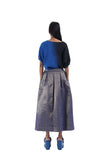 Handwoven Chevron Metallic Pleated Skirt