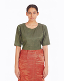 Handwoven Red Chevron Saree