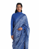 Handwoven Blue Gold Striped Silk Zari Saree
