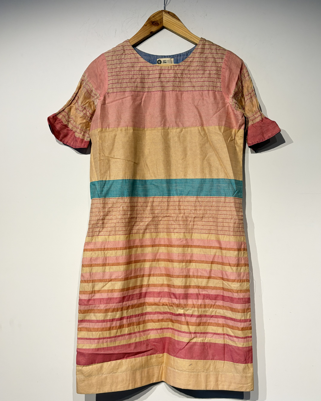 Handwoven Silk Cotton Stainless Steel  Engineered stripe  Dress