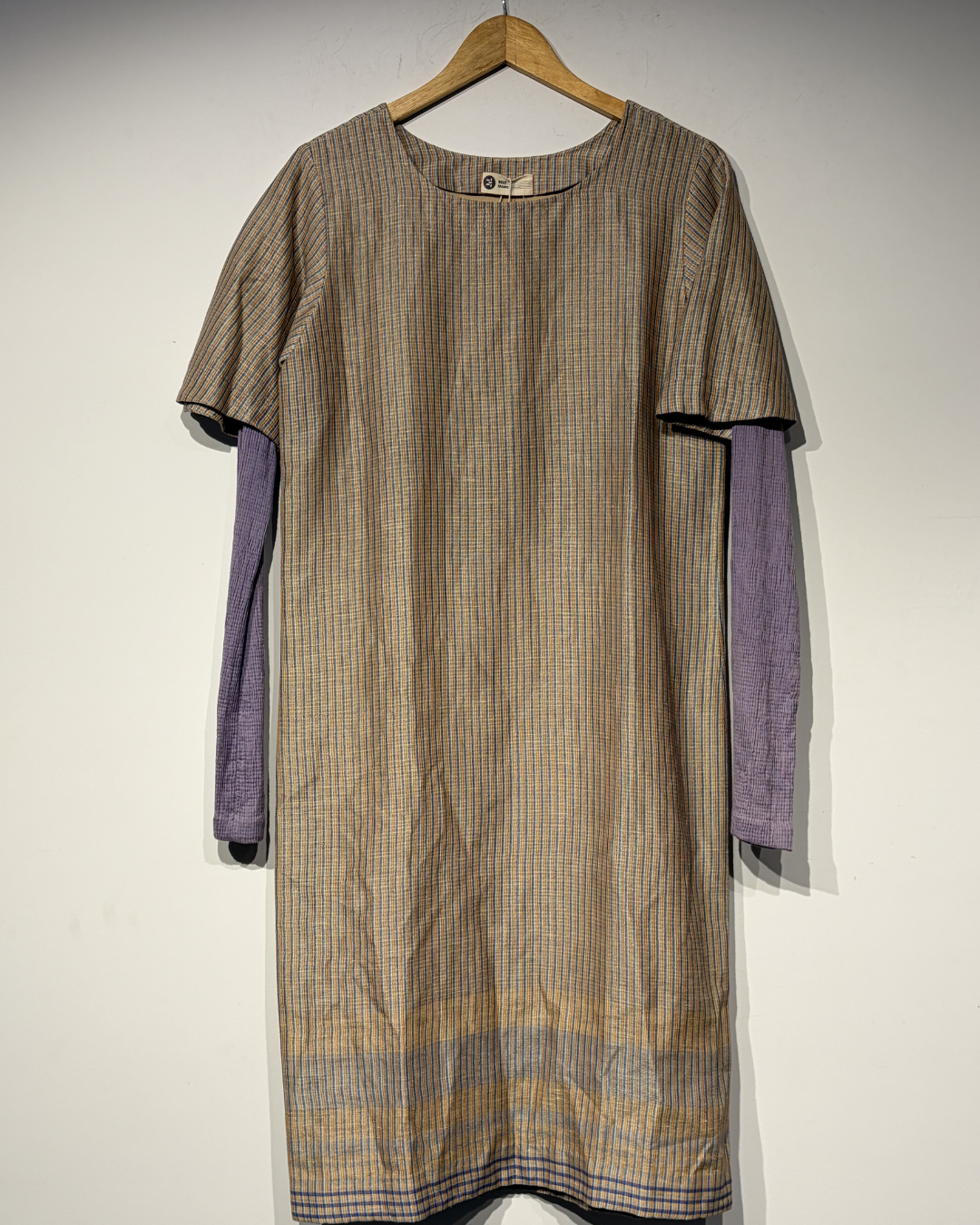 Handwoven Silk Checkered Kinji Sleeve Dress