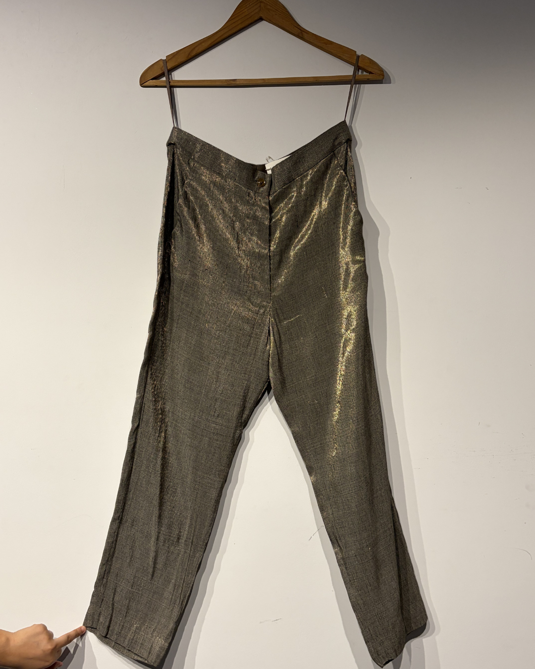 Handwoven silk metallic Striped Trouser