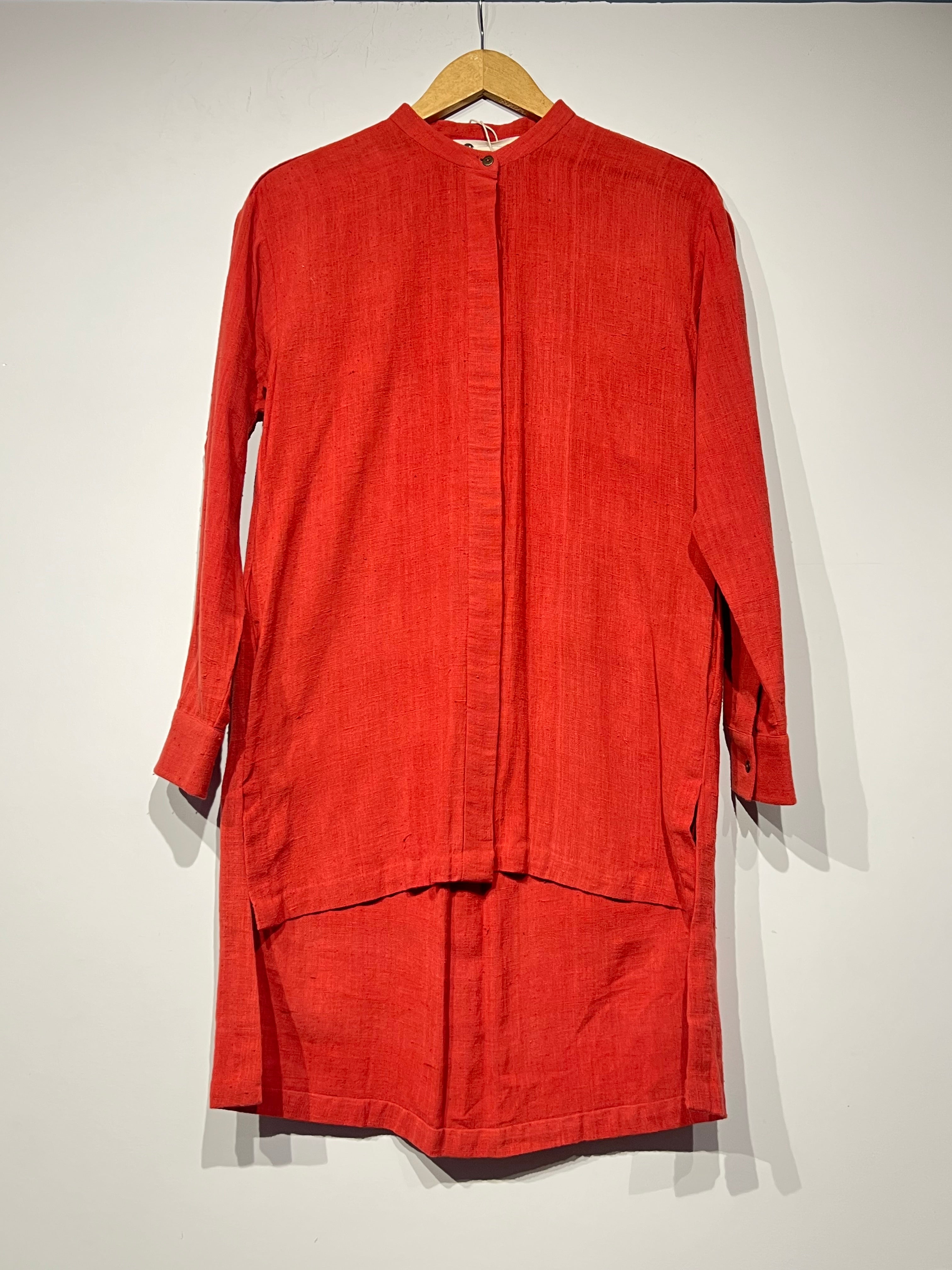 Handwoven Handspun High Low red top